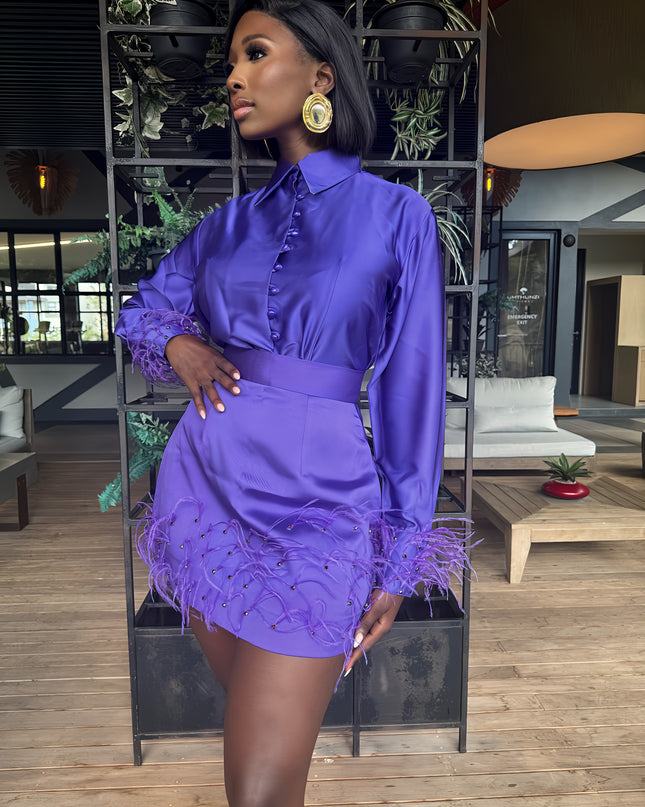 Liema feather set purple
